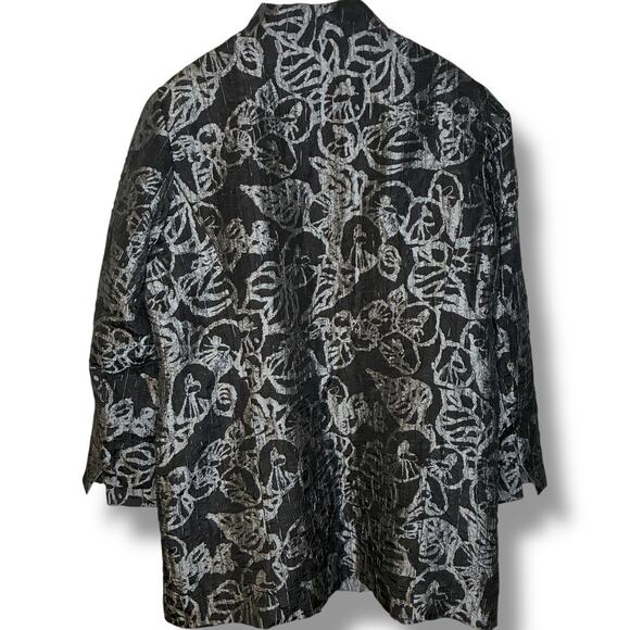 Chico's Coat Size 2 (Large) Open Front Reversible Jaquard Evening Metallic - Picture 3 of 8